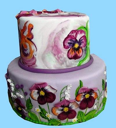 Cake with pansies - Cake by The House of Cakes Dubai