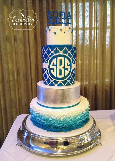 Teal and Silver Celebration - Cake by Enchanted Icing