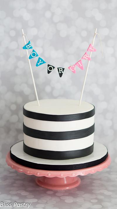 Black and White Gender Reveal - Cake by Bliss Pastry