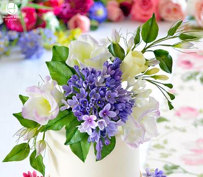 Lilac, Lisianthus and Freesia  - Cake by Hilary Rose Cupcakes