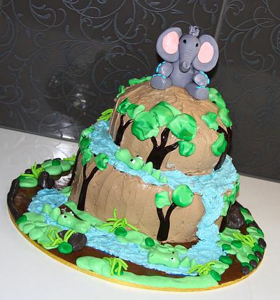 Jungle Crocs & Elephant - Cake by Sweetz Cakes
