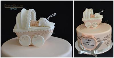 Carriage baby shower cake.  - Cake by Sdcakes