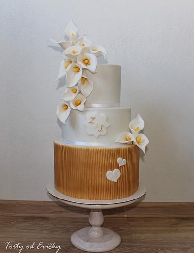 Gold wedding cake with Calla lilies - Cake by Cakes by Evička