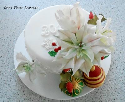 poinsettia and christmas balls - Cake by lizzy puscasu 