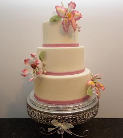 Pink Magnolia and Orchids - Cake by Isolda's Custom Cake Design