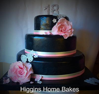 Black & pink - Cake by Rhian -Higgins Home Bakes 