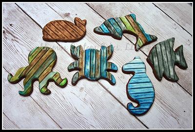Wood Plank Sea Creature cookies - Cake by Ahimsa