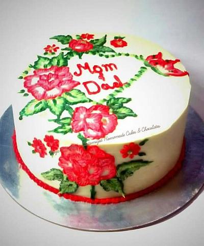 Brush Embroidery on Cake - Cake by Chanda Rozario