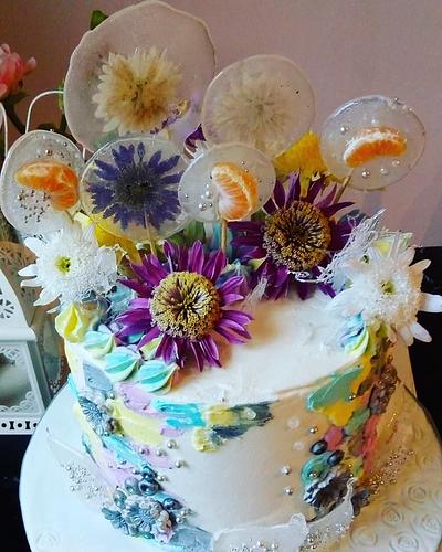 Art flower tangerine cake - Cake by SvetlaQnkova