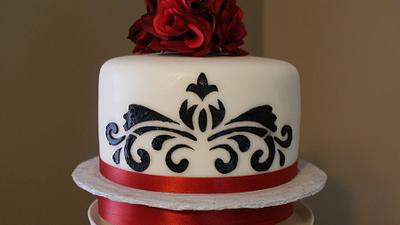 Red, Black and White wedding - Cake by paula0712