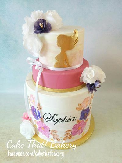 Watercolor and gold baby shower - Cake by Cake That Bakery