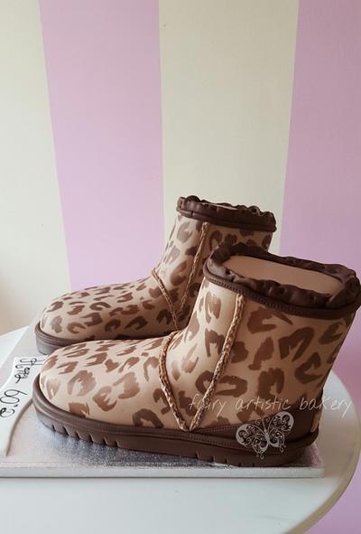 leopard print ugg boots cake  - Cake by Helen at fairy artistic 