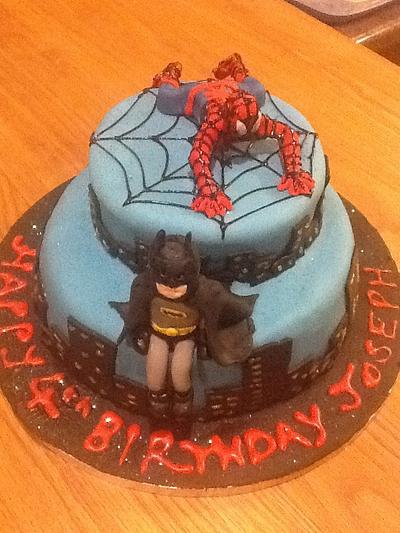 Superhero Spider-Man meets Batman - Cake by JulieCraggs