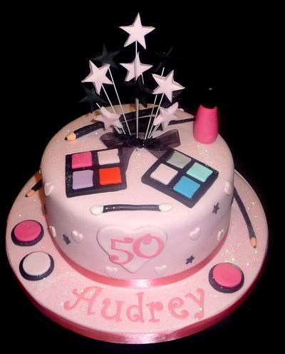 Pink Make Up Cake  - Cake by Cakes by Lorna