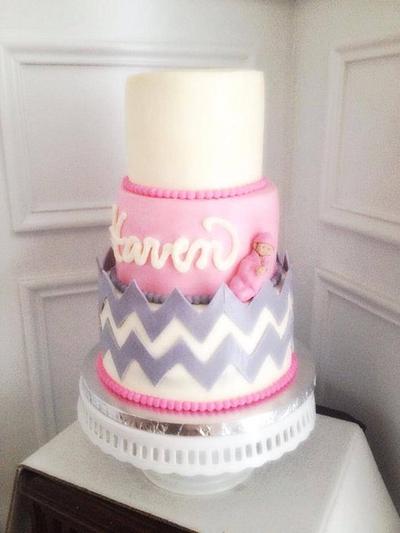 Chevron Baby Shower Cake! - Cake by Jennifer 