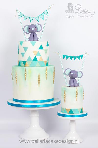 Elephant themed baby first birthday - Cake by Bellaria Cake Design 