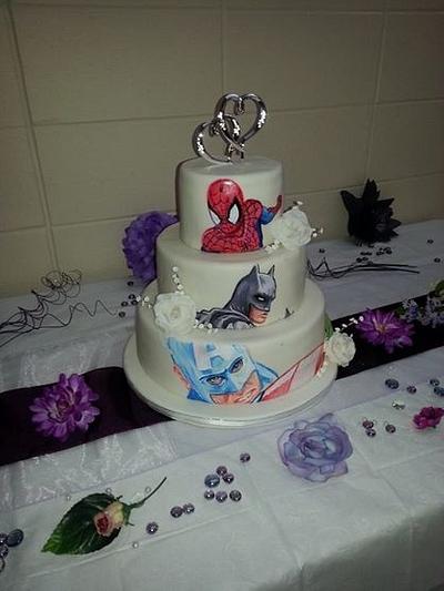 Hand-painted Superhero wedding cake - Cake by fate5000