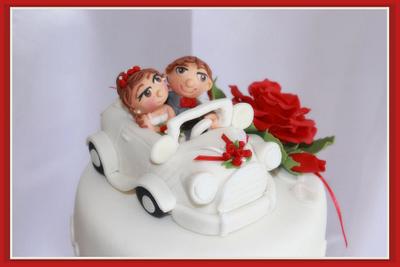 Red and White wedding cake! - Cake by Karen Dodenbier