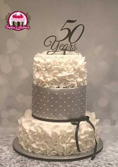 White and silver 50th birthday cake - Cake by Sophie's Bakery