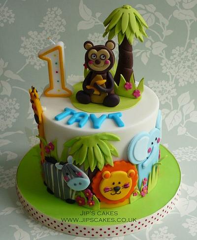 Jungle theme birthday cake - Cake by Jip's Cakes