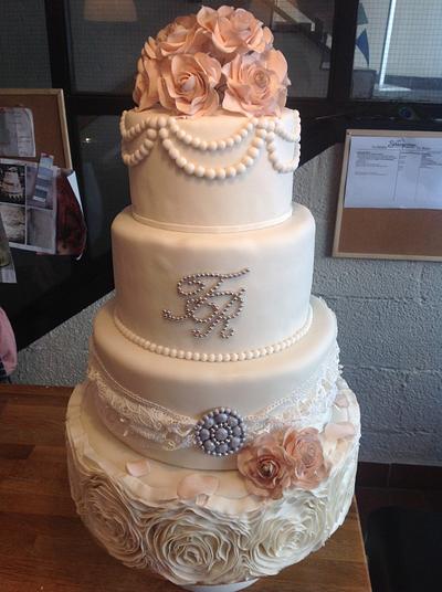 Glamourous Glitzy Wedding Cake - Cake by Lynne