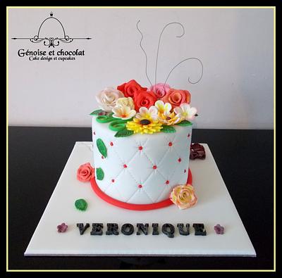 Quilted cake with flowers - Cake by Génoise et chocolat