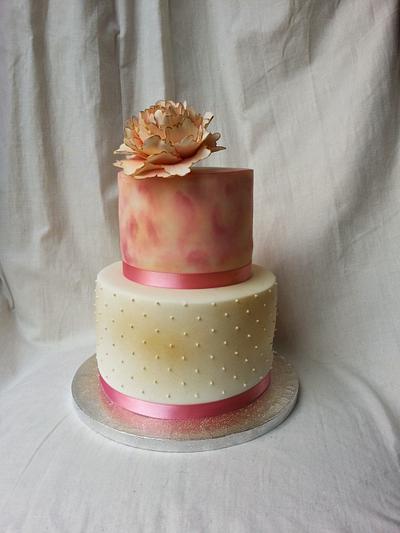 Peachy Pink Peony Cake - Cake by Gabriella