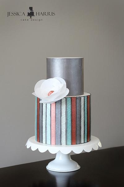 Modern Metallic Chevron Stripes - Cake by Jessica Harris