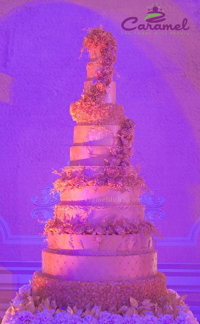 Gigantic Gold Wedding Cake  - Cake by Caramel Doha
