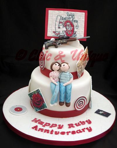 Ruby Wedding Anniversary - Cake by Sharon Young