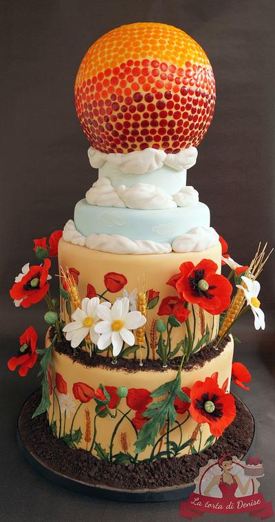 Poppies and daisies in a cornfield at sunset - Cake by La torta di Denise