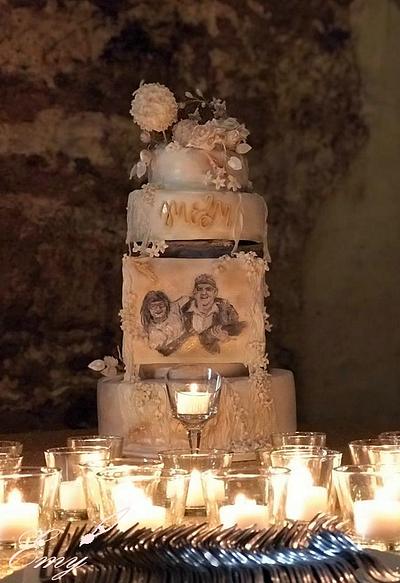 Painted wedding cake for athletes /Spartan race cake - Cake by EmyCakeDesign
