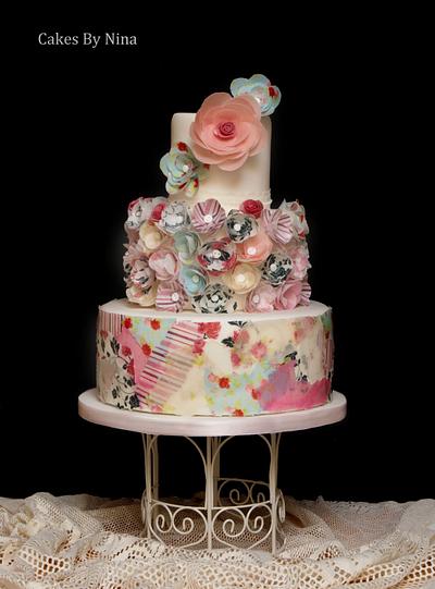Shabby Chic Wedding - Cake by Cakes by Nina Camberley