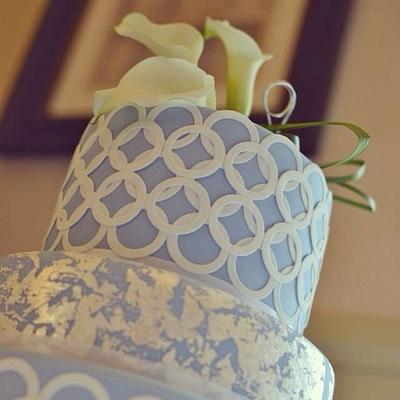 Wedgwood Blue & Silver Wedding Cake - Cake by FrancesBakes