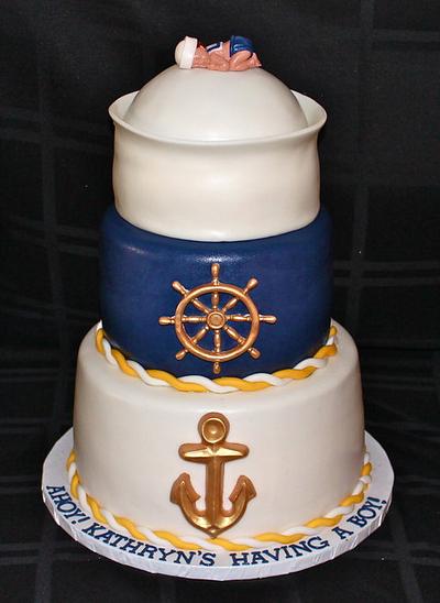 Nautical Baby Shower Cake  - Cake by Cuteology Cakes 