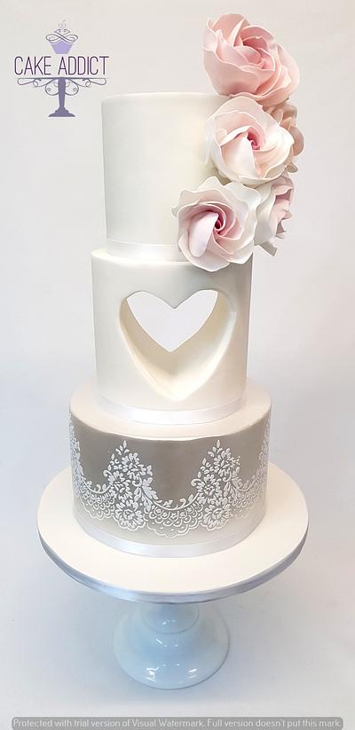 Wedding cake with Heart - Cake by Cake Addict