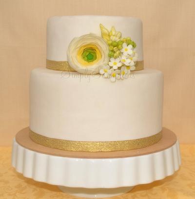 Simple Two Tier Cake with Sugar Ranunculus and fillers - Cake by SimplyScrumptious