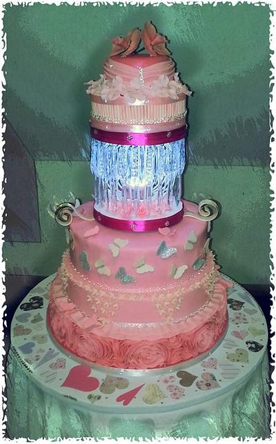 40th birthday light up pink wonderland cake - Cake by kellywalker123