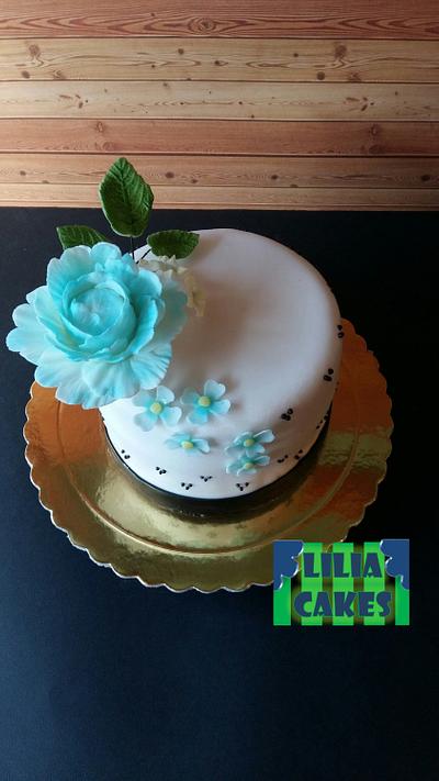 Blue Flowers Cake - Cake by LiliaCakes