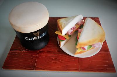 A pint of Guinness and a Sandwich - Cake by Little Aardvark Cakery