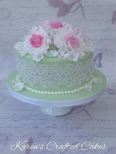 Vintage Rose & Lace - Cake by Karens Crafted Cakes