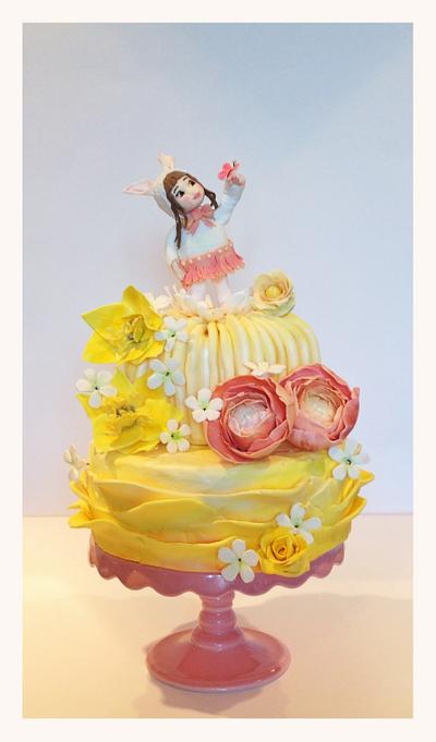 A spring time christening  - Cake by The sugar cloud cakery