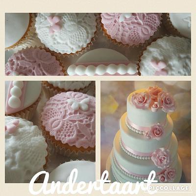 Beautifull wedding pink and White!! - Cake by Anneke van Dam