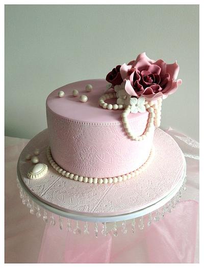 Vintage Lace Anniversary Cake - Cake by Mary @ SugaDust