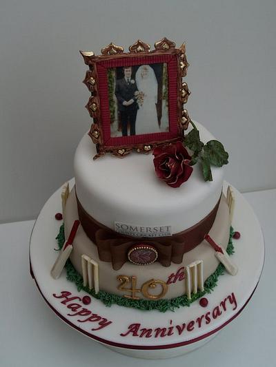 Cricket themed 40th anniversary cake - Cake by Melanie Jane Wright