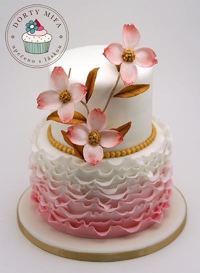 Pink Dogwood Ruffle Cake - Cake by Michaela Fajmanova