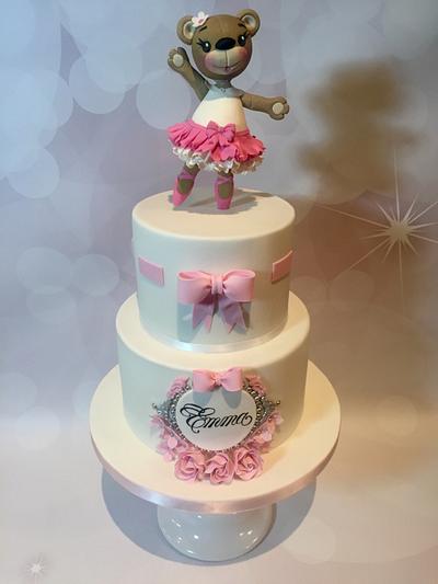Ballerina bear christening cake - Cake by Claire Lynch - Quirky Cake Designs