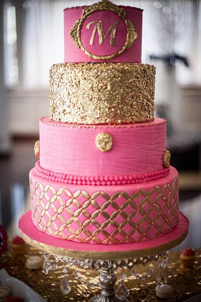 The golden pink by M fuschia & gold wedding cake - Cake by DIVA OF CAKE 