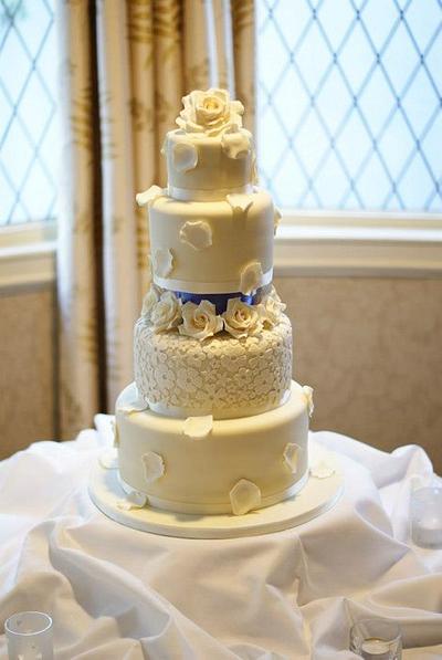 Rose and floral embossing wedding cake - Cake by Kathryn