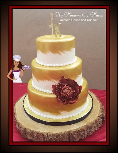 Whispy AZ Gold Wedding Cake - Cake by Janis